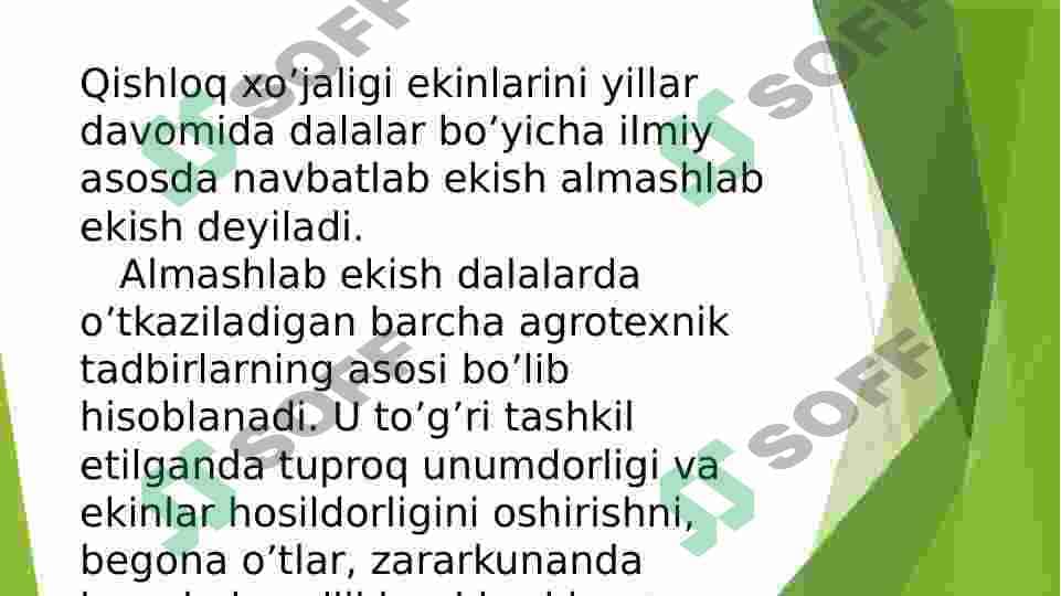 Organik dehqonchilikda almashlab ekishni loyihalashtirish 5