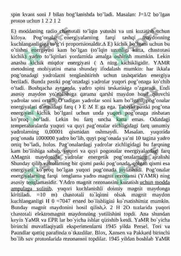 Yadro magnit rezonansi asoslari va dori vositalari tahlilida qo‘llanilishi 5