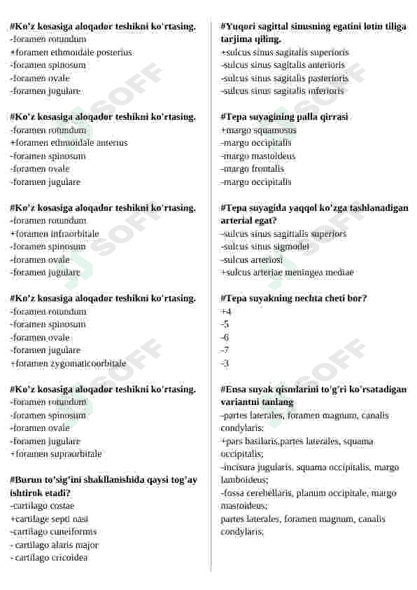 ANATOMIYA FANIDA TEST SAVOLLARI 5