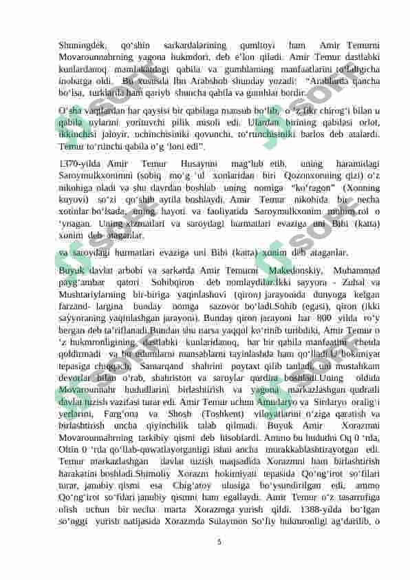 Temuriylar davrida Movarounnahrdagi siyosiy hayot 5