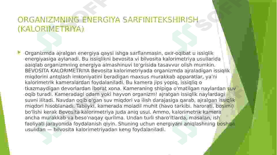 Metabolizm jarayonida energiya hosil boʻlishi va sarflanishi 5