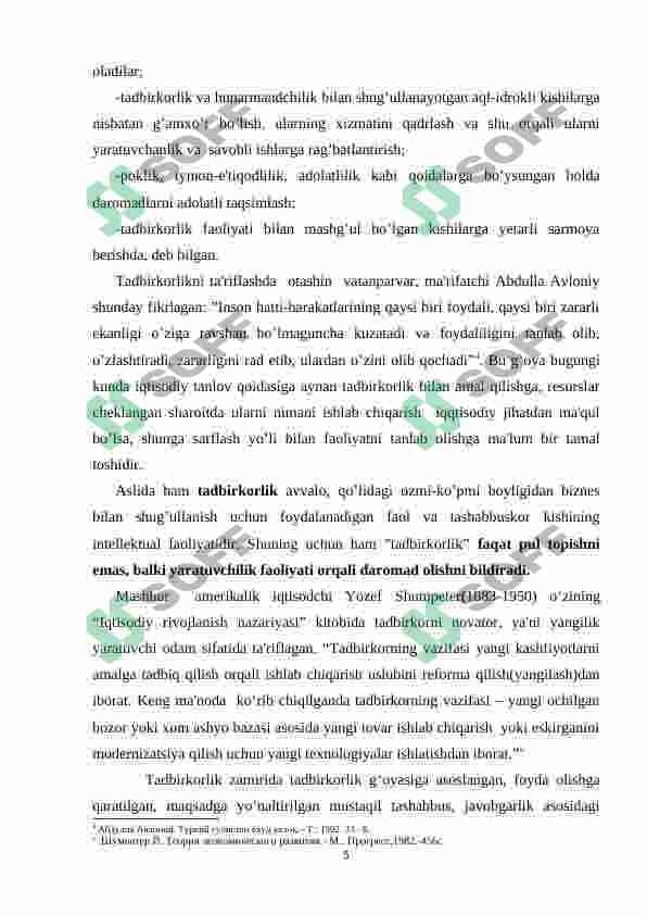 O’ZBEKISTONDA KICHIK BIZNES VA XUSUSIY TADBIRKORIKNI QO’LLAB QUVVATLANISHI. 5