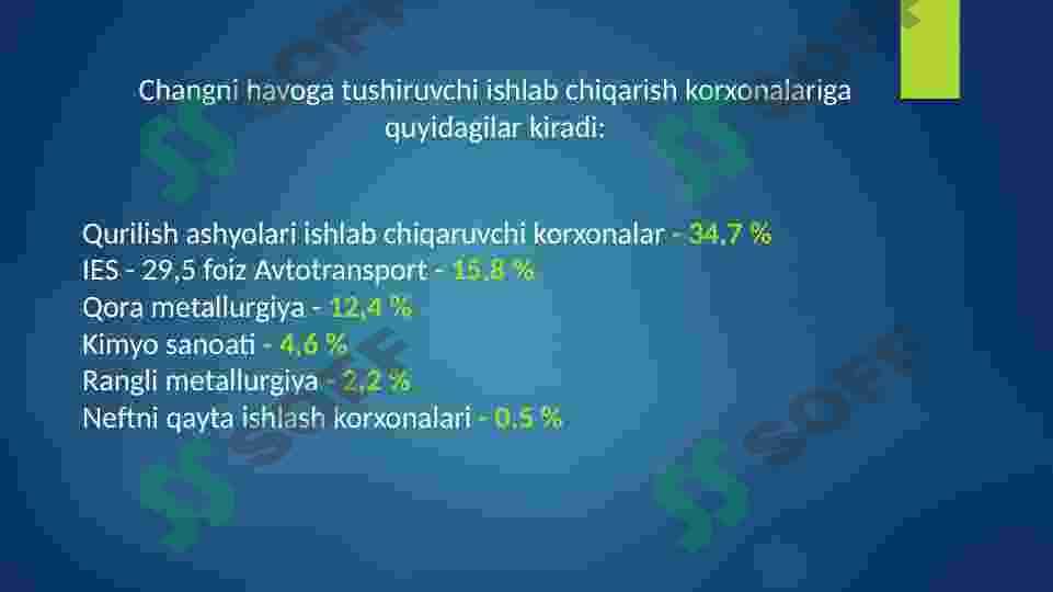 ATMOSFERA HAVOSINI MAYDA CHANG ZARRACHALARIDAN TOZALASH. 5