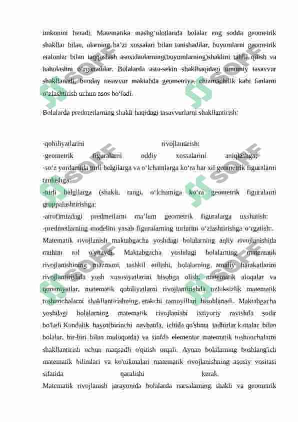 BOLALARNING PREDMETLAR SHAKLI VA GEOMETRIK FIGURALARNI IDROK QILISHNING O'ZIGA XOS XUSUSIYATLARI 6
