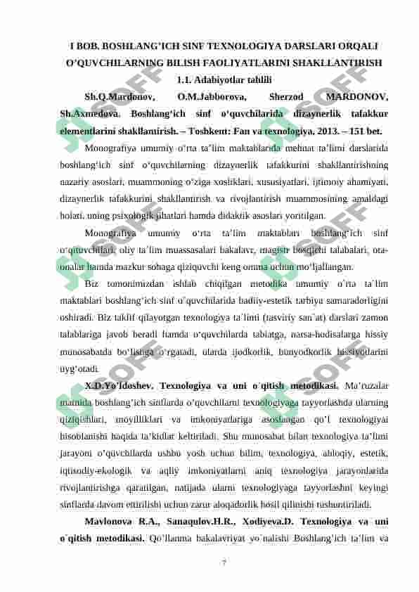 BOSHLANG'ICH SINF TEXNOLOGIYA DARSLARIDA O'QUVCHILARNING BILISH FAOLIYATINI SHAKLLANTIRISH METODLARI 6
