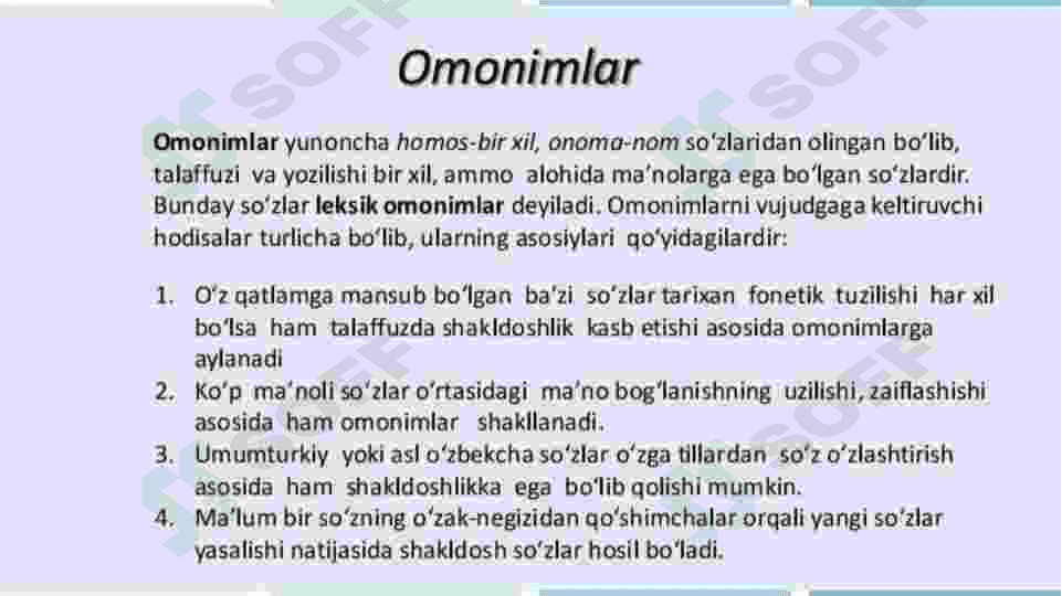 Oʻzbek tilining leksik qatlamlari. 6