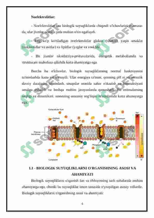 Organizmning biologik suyuqliklari elektrolit va noelektrolitlar eritmalari sifatida 6