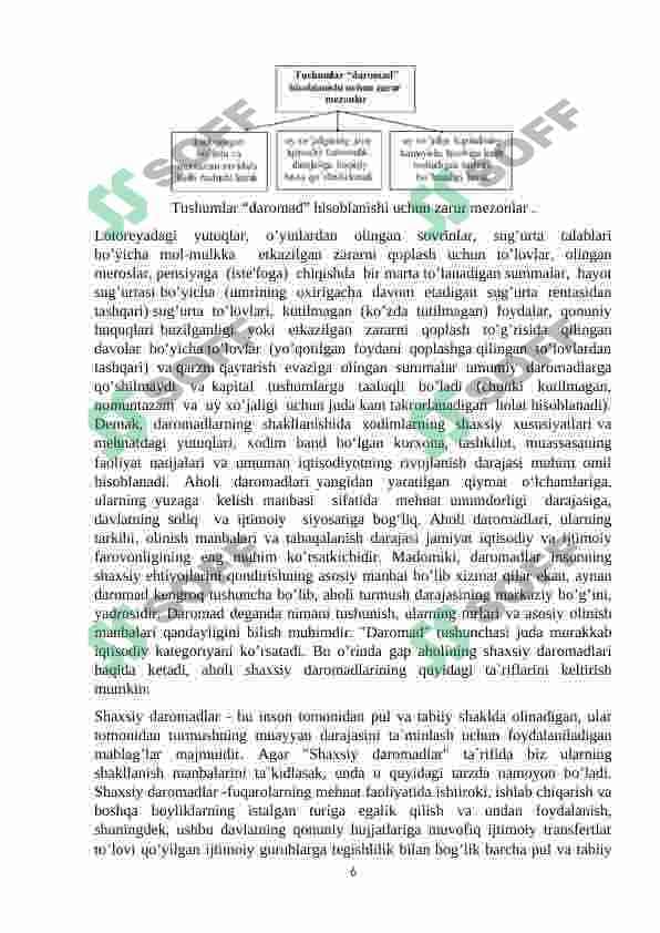 Aholi daromadlari , uning turlari va shakllanish manbalari kurs ishi 6