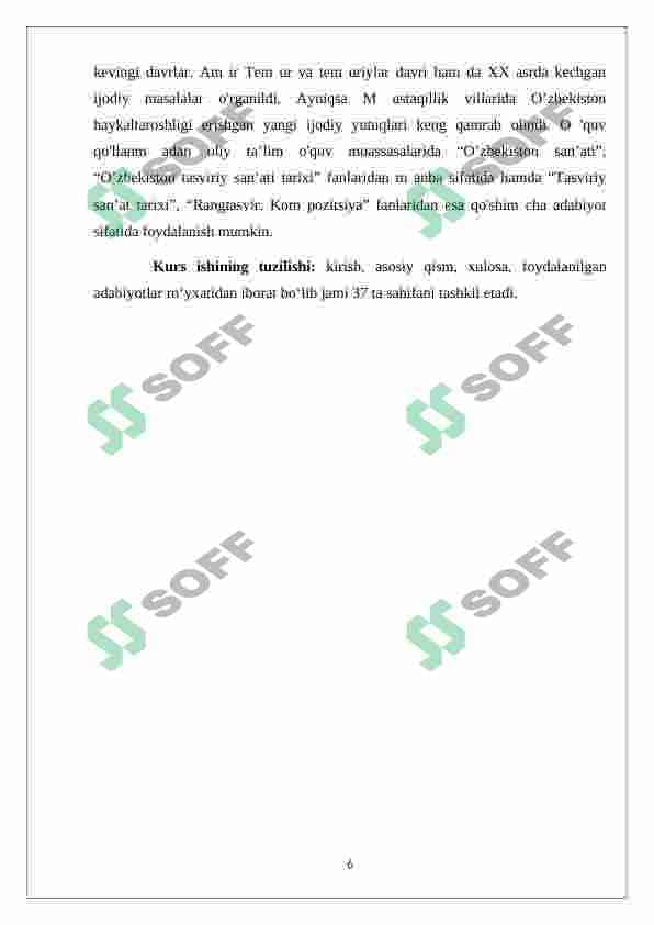XIX-asr oxiri va XX-asr boshlaridagi O’zbekiston san’ati 6