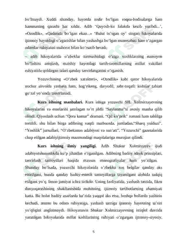 Shukur Holmirzayev hikoyanavist 6
