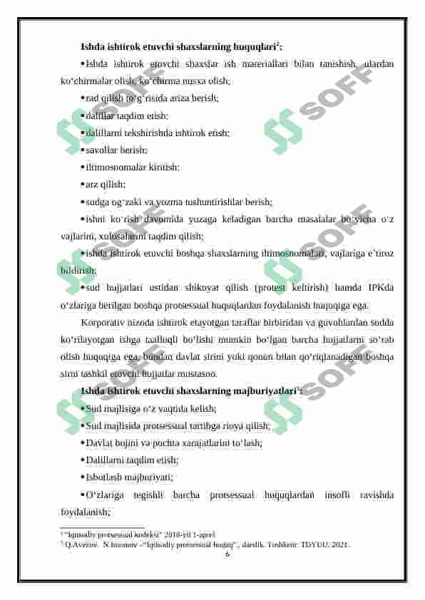 Iqtisodiy sud ishlarini yuritish ishtirokchilarning tarkibi va xususiyatlari 6