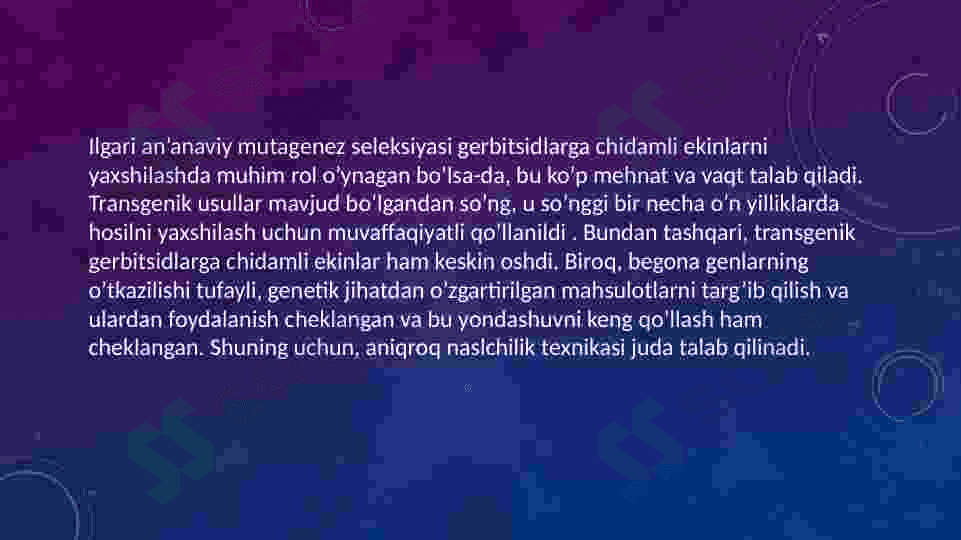 Gerbitsidlarga chidamli transgen o'simlik olish biotexnologiyasi 6