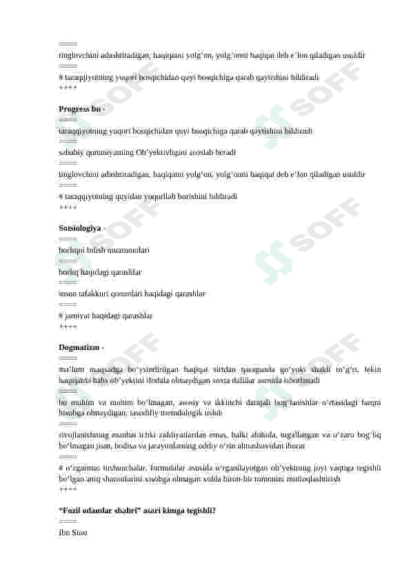 Ijtimoiy falsafadan testlar 6