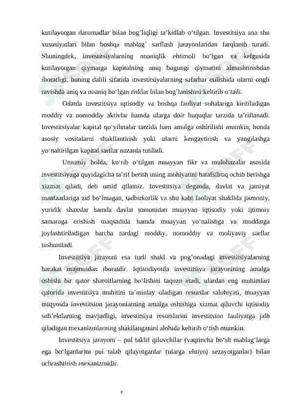 Uzoq muddatli investitsiyalarni hisobga olish. 6