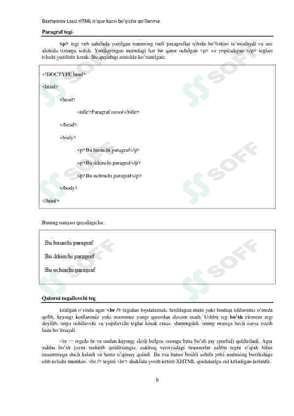 Html darsi uchun umumiy qo'llanma(mukammal) 6