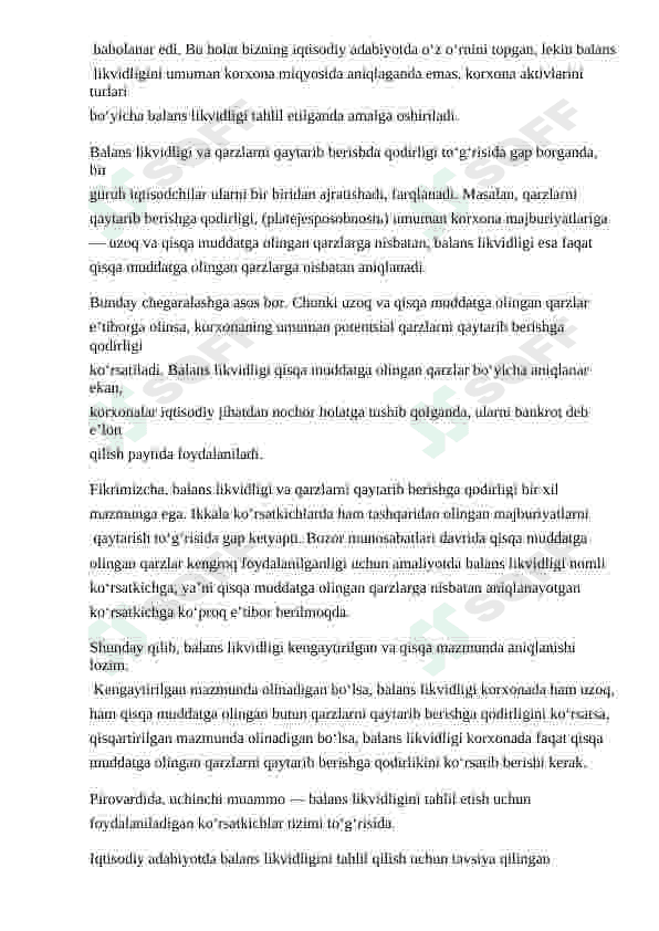 Korxona balansi likvidligi to'lovga layoqatliligi tahlili 6