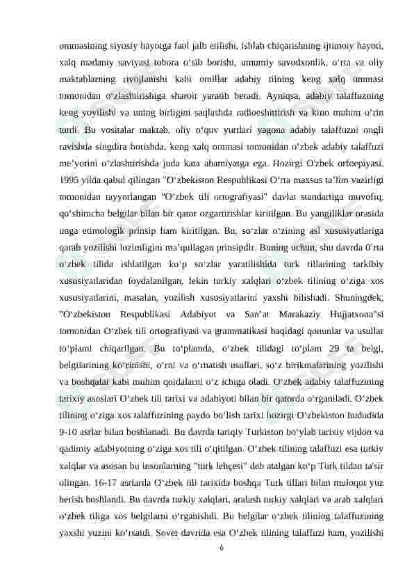 Hozirgi o`zbek orfoepiyasi haqida 6