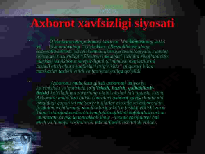 Òzbekistonda axborot xavfsizligining ma’naviy  va huquqiy asoslari 6