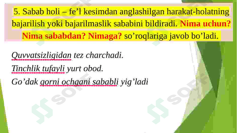 Ikkinchi darajali bo’laklar haqida umimiy ma’lumot. 6