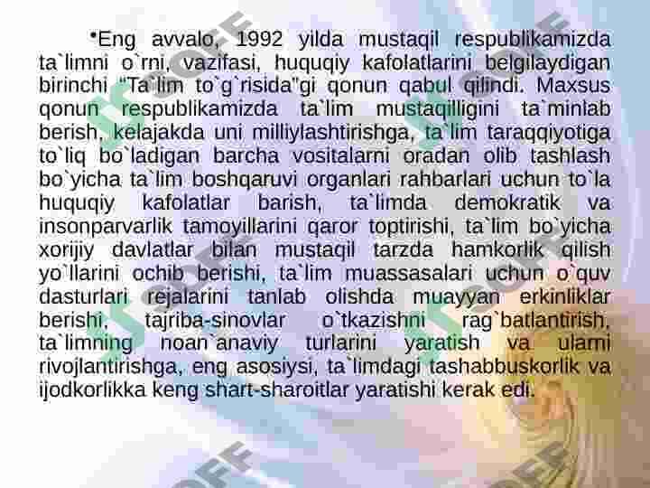 O'zbekistonda ta'lim sohasidagi islohotlar 6