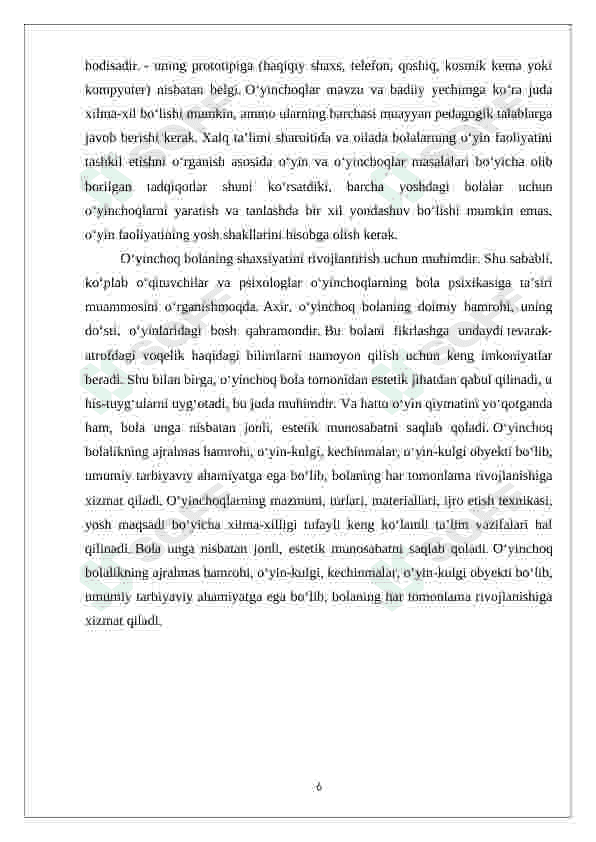 O‘yinchoq bolani rivojlantiruvchi vosita sifatida 6