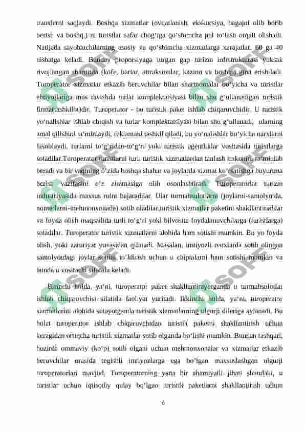 Turoperatorlik faoliyati haqida tushuncha 6