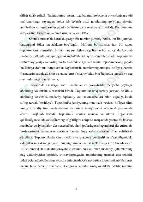 Buxoro viloyati toponimik nomlari va ularning turlari 6