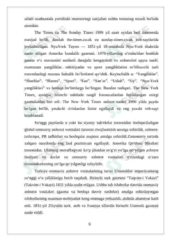 Xorijiy ommaviy axborot vositalarining  media makonidagi o‘rni 6
