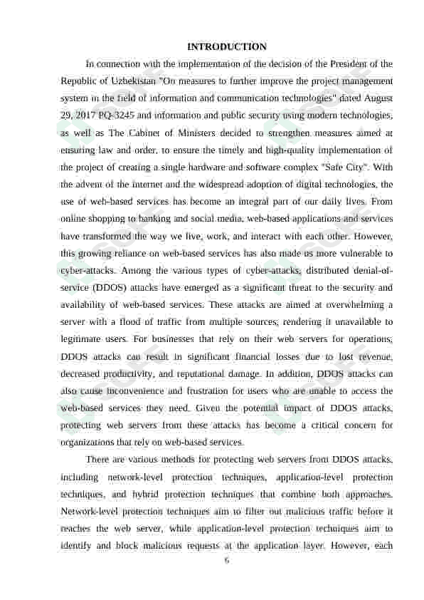 Diplom ishi. DDOS hujumlar. Research on methods of protecting web servers from distributed denial-of-service attacks 6