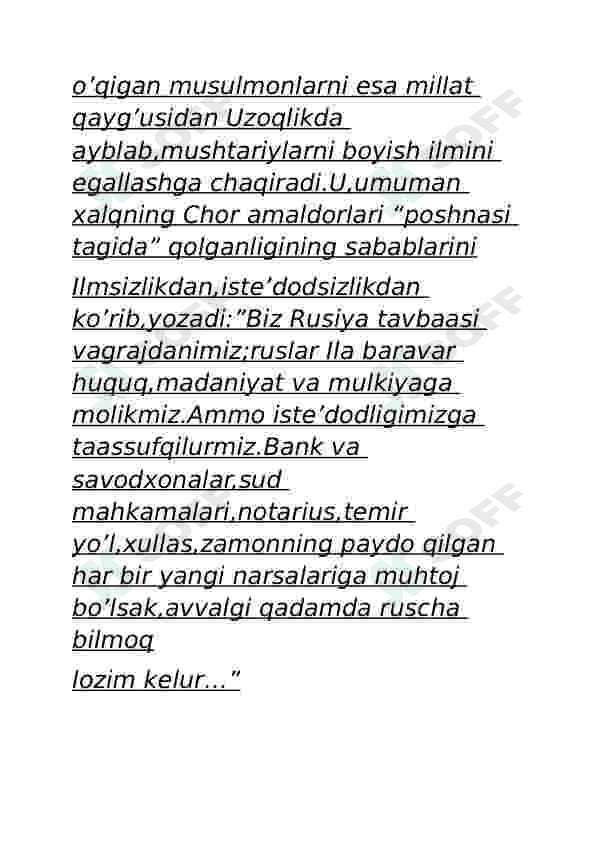 XX asr boshlarida Turkiston milliy matbuoti 6