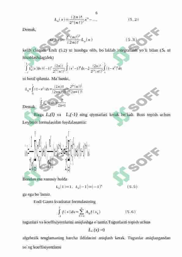 Gauss kvadratur formulalari. 6