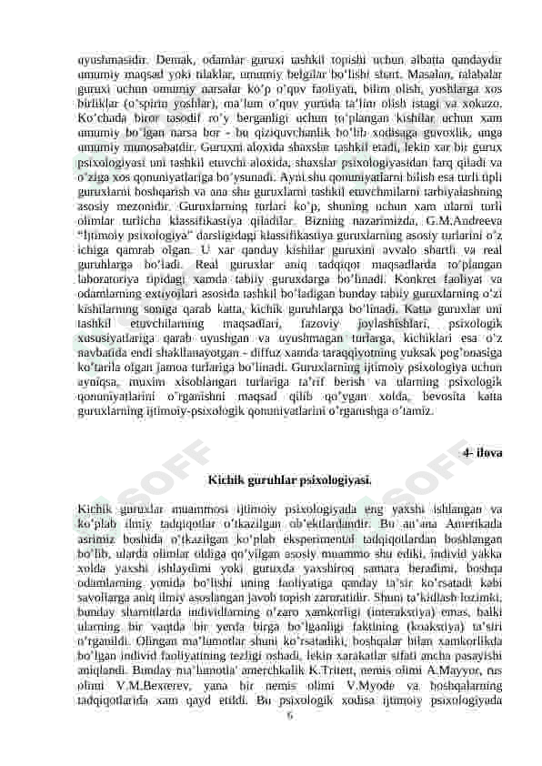 Guruhlar ijtimoiy psixologiyasi. 6