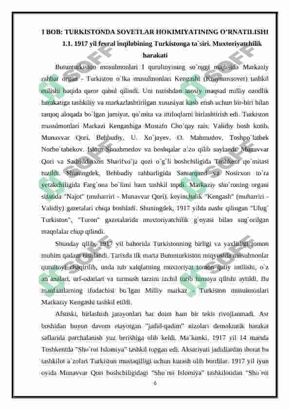 Sovet hokimiyatiga qarshi Farg’ona vodiysidagi qurolli harakatlarning yetakchilari va ularning faoliyati 6