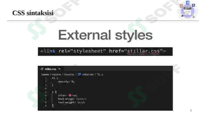 CSS bilan HTML hujjatni bog‘lash usullari. CSS sintaksisi. Selektorlar turlari. 6
