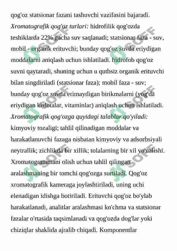 Qog‘ozdagi taqsimlanish xromatografiyasi va uni vitaminlar sofligini aniqlashda qo‘llanilishi 6