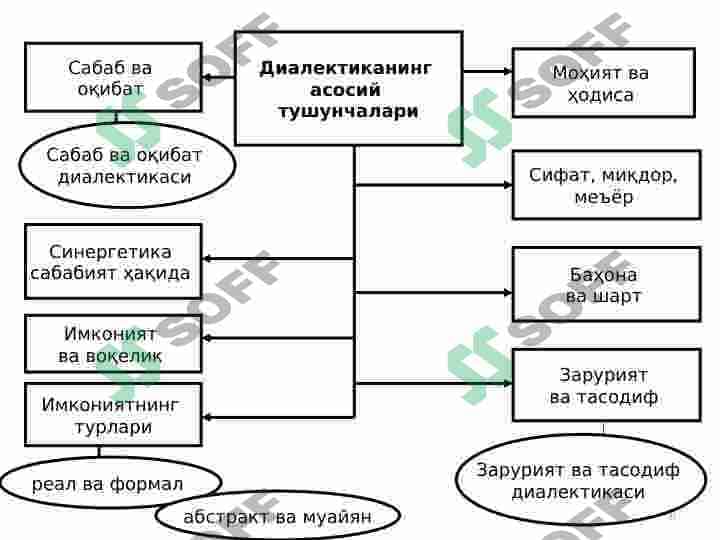 O‘zaro aloqadorlik va rivojlanish qonunlari. Falsafa kategoriyalari. 6