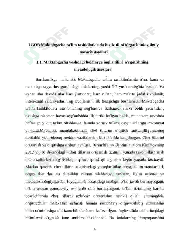 MAKTABGACHA YOSHDAGI BOLALARGA INGLIZ TILINI O'RGATISH ISHLANMA-LOYIHASI 6