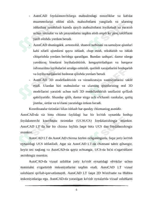Autocad dastur interfeysi va instrumentlar paneli 6