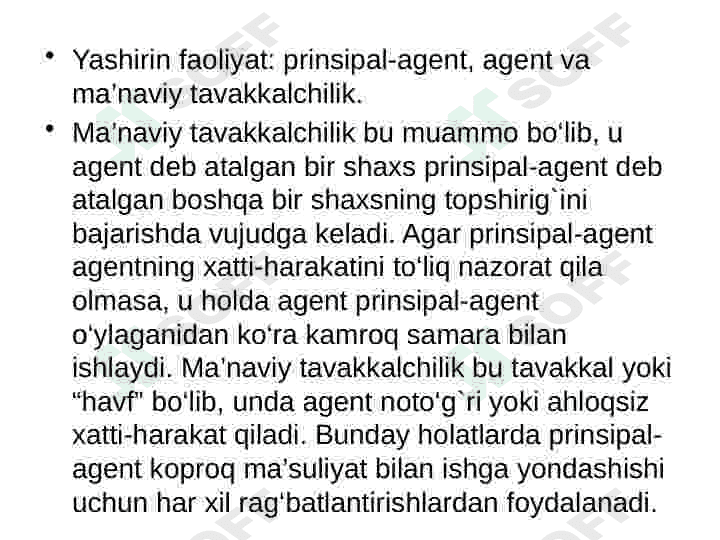 Hozirgi zamon bozor iqtisodiyotida assimetrik axborot muammolari 6