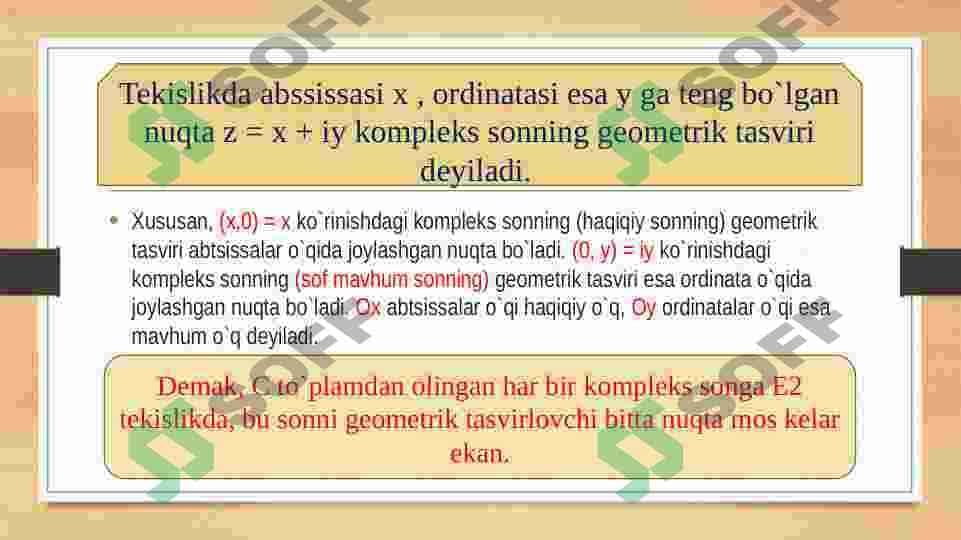 KOMPLEKS TEKISLIK. KOMPLEKS TEKISLIKDA CHIZIQLAR VA SOHALAR 6