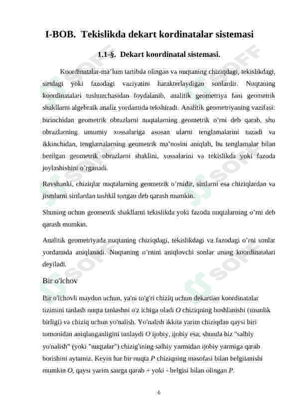 To‘g‘ri chiziqda, tekkislikda va fazoda koordinatalar sistemasi 6