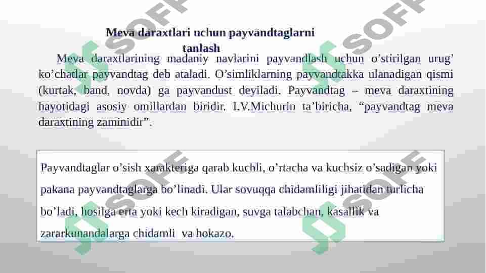 Meva va rezavor meva o’simliklarini ko’paytirishning biologik asoslari va meva ko’chatlarini yetishtirish. 6