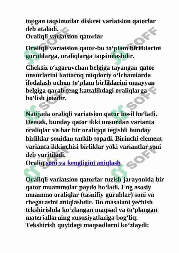 Ko'plik,variatsion qator va ular bilan ishlash.Moda,mediana,tartiblash 6