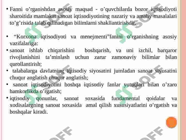 Korxona iqtisodiyot va menejmenti fanning mohiyati va vazifalari 6
