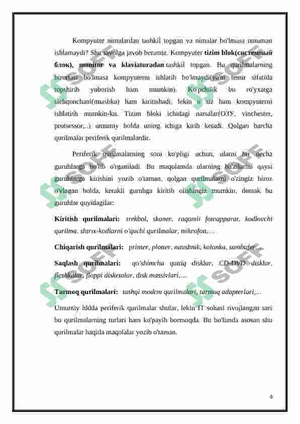 Monitor va sichqoncha qurilmalarining turlari va vazifalari 6