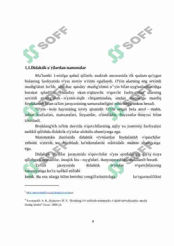 BOSHLANG`ICH TA`LIMDA O`QUVCHILARNING MATEMATIKAGA QIZIQISHNING DIDAKTIK O`YINLAR ORQALI RIVOJLANTIRISH 6