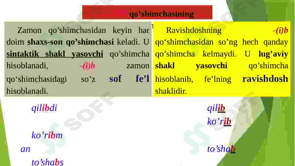 Fe’llarning munosabat shakllari haqida umumiy tushuncha va qo’llanmalar. 6