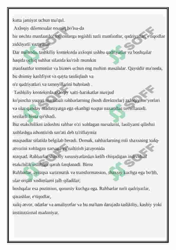 Yetakchilikning shaxsiy xislatlari va ularni rivojlantirish 6