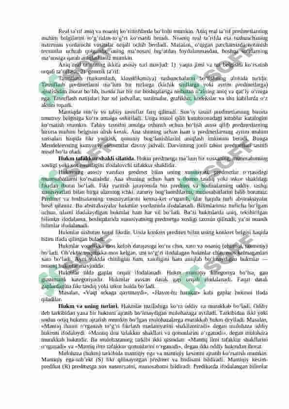 TAFAKKURNING MANTIQIY SHAKLLARI  TUSHUNCHA,  HUKM. XULOSA CHIQARISH 6