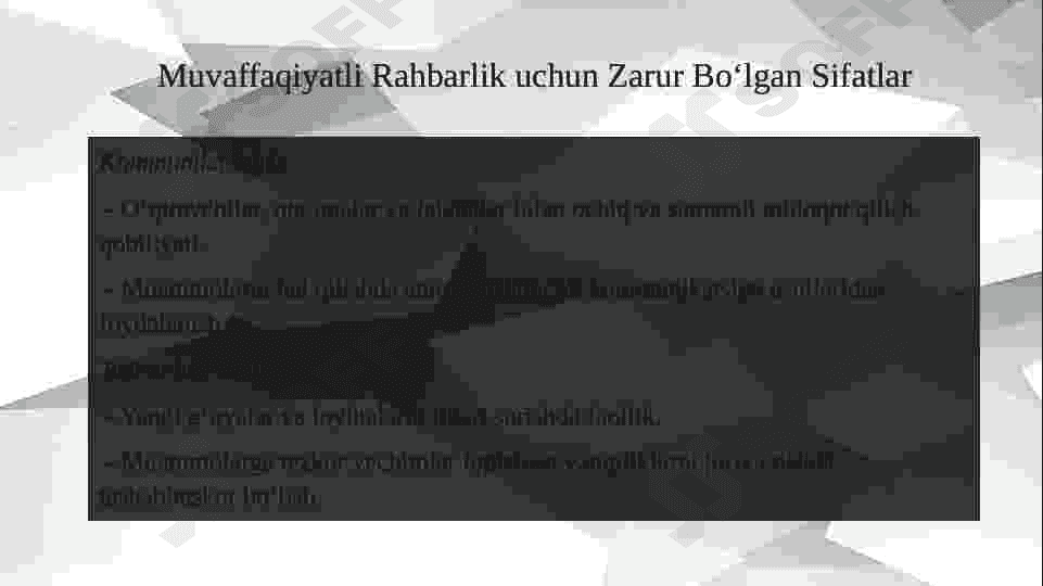 Ta’lim tizimi va uni boshqarish asoslari va ta’lim muassasasi rahbarining shaxsiy sifatlari. 6